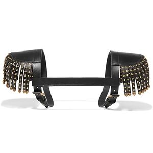 🐯 GUCCI RUNWAY Black Leather Brass TIGER FRINGE Adjustable BODY HARNESS